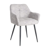 Silla IXIA 615419 tapizada jaspeado gris y blanco con brazos y patas negras, vista completa en diagonal