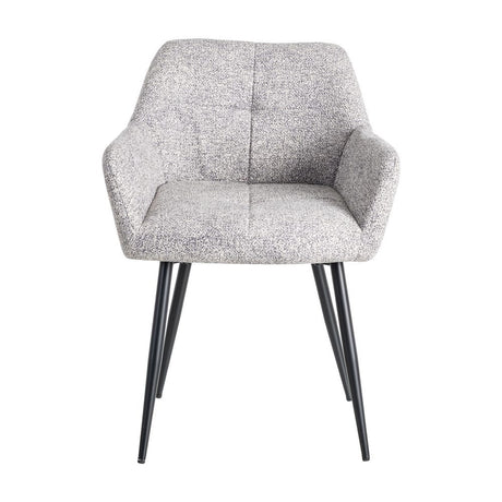 Silla IXIA 615419 tapizada jaspeado gris y blanco con brazos y patas negras, vista frontal