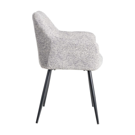 Silla IXIA 615419 tapizada jaspeado gris y blanco con brazos y patas negras, vista lateral