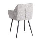 Silla IXIA 615419 tapizada jaspeado gris y blanco con brazos y patas negras, vista posterior en diagonal