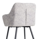 Silla IXIA 615419 tapizada jaspeado gris y blanco con brazos y patas negras, detalle posterior del respaldo
