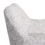 Silla IXIA 615419 tapizada jaspeado gris y blanco con brazos y patas negras, detalle del respaldo y tejido