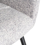 Silla IXIA 615419 tapizada jaspeado gris y blanco con brazos y patas negras, detalle del asiento