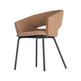Silla con brazos IXIA 616395 tapizada moka con patas oscuras, vista lateral
