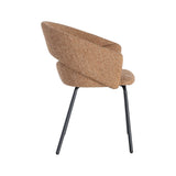 Silla con brazos IXIA 616395 tapizada moka con patas oscuras, vista lateral posterior