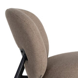 Sillón IXIA 617071 tapizado caqui con estructura metálica negra, detalle posterior del respaldo