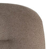 Sillón IXIA 617071 tapizado caqui con estructura metálica negra, detalle frontal del tapizado del respaldo