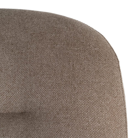 Sillón IXIA 617071 tapizado caqui con estructura metálica negra, detalle frontal del tapizado del respaldo