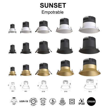 Empotrable Mantra Sunset LED 10W 3000K Heat Sink negro 8781 - detalle