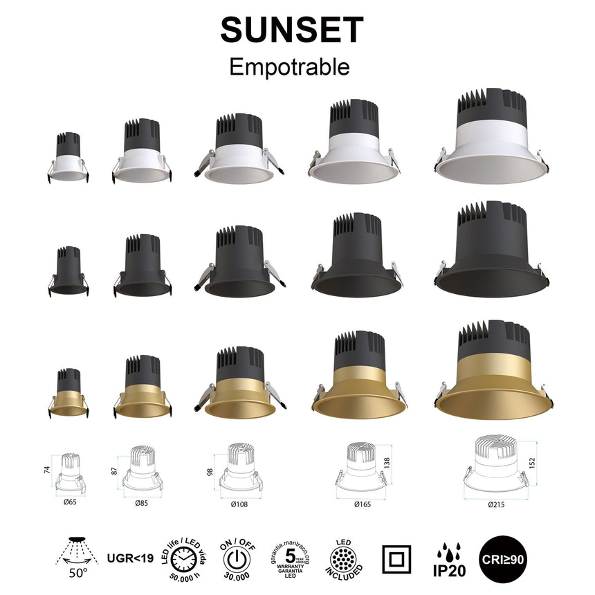 Empotrable Mantra Sunset LED 10W 3000K Heat Sink negro 8781 - detalle