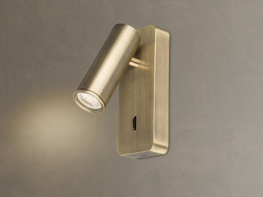 Aplique de pared lector Mantra Notte Mini GU10 cuero 8876 - vista lateral