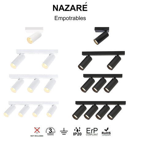 Regleta de focos de superficie pared y techo Mantra Nazaré Mini GU10 2 luces negro — ref. 9177 (3)