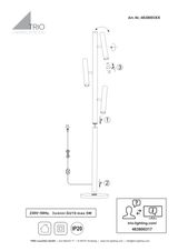 Esquema oficial de montaje de Trio Terloa 463800317: instalación y colocación de bombillas Mini GU10, IP20