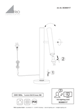 Esquema oficial de montaje de Trio Terloa 563800117: instalación y colocación de bombillas Mini GU10, IP20