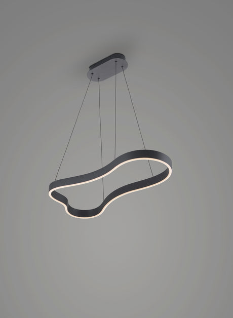 Trio Aurum 396211142, lámpara colgante LED antracita de contorno ondulado, 80 × 40 cm
