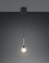 Trio Calista 394910132, colgante individual de cristal y cromo con base negra mate