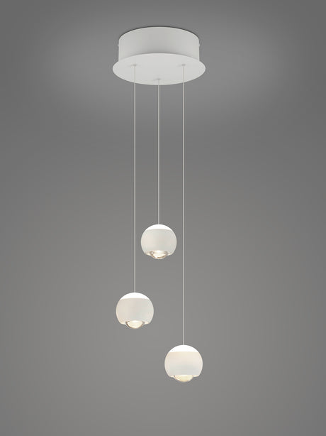 Lámpara colgante Trio Cannon MR34440331, tres luces LED en blanco mate