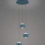 Lámpara colgante Trio Cannon MR34440382, tres luces LED en azul profundo