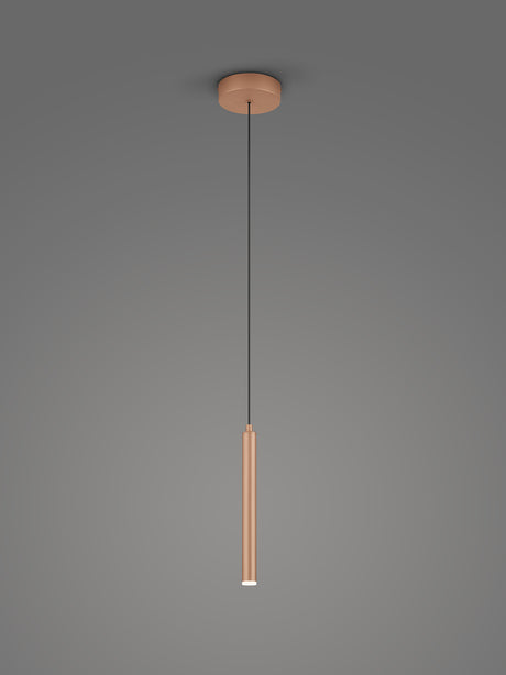 Lámpara colgante Trio Calina MR32160165 en metal color café, con cuerpo tubular y florón circular
