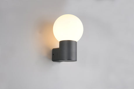 Mures 269860142 antracita y vidrio blanco, instalado en pared con el globo encendido; bombilla no incluida
