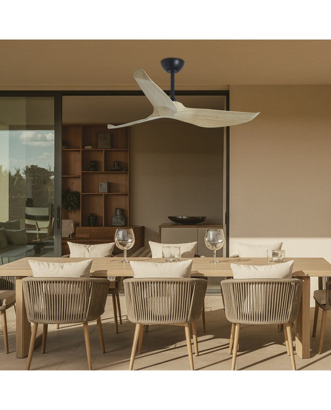 Ventilador de techo AJP Garden negro madera clara 3 palas Ø132cm 16037