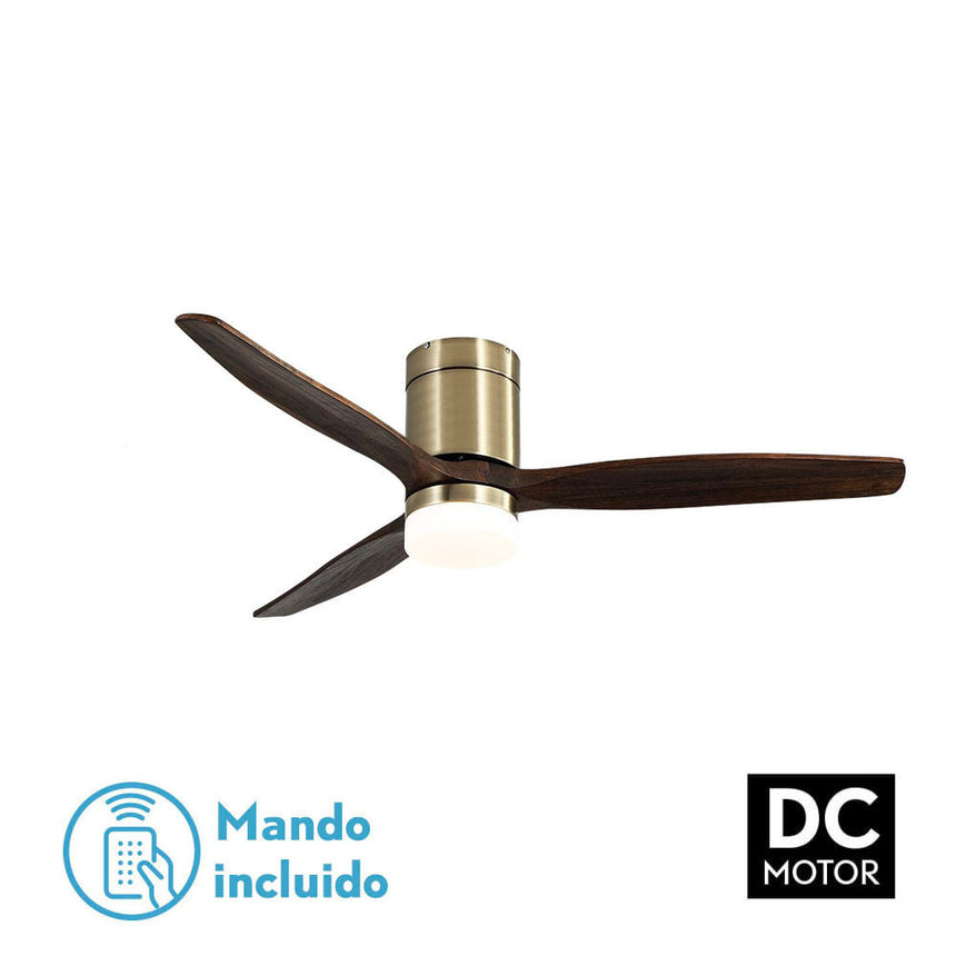 Ventilador de techo Fabrilamp Aguilón LED cuero roble 3 palas motor DC 3000-6000K Ø132cm 20W — vista 3