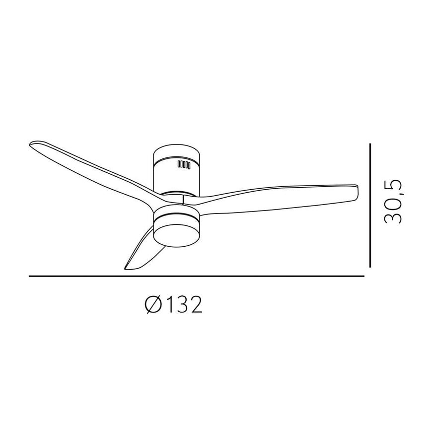 Ventilador de techo Fabrilamp Aguilón LED marrón roble 3 palas motor DC 3000-6000K Ø132cm 20W — vista 5