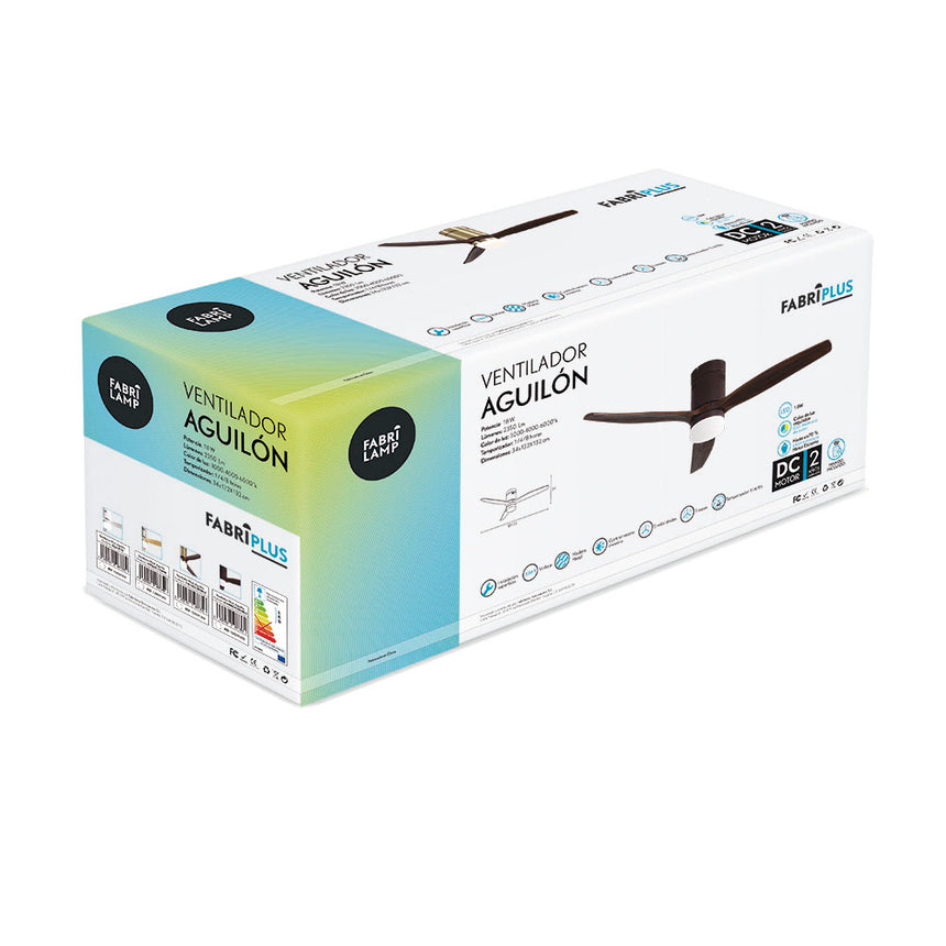 Ventilador de techo Fabrilamp Aguilón LED marrón roble 3 palas motor DC 3000-6000K Ø132cm 20W — vista 4