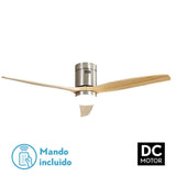 Ventilador de techo Fabrilamp Aguilón LED níquel haya 3 palas motor DC 3000-6000K Ø132cm 20W — vista 1