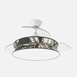 Ventilador de techo retráctil Fabrilamp Decor LED blanco estampado oscuro 3 palas motor DC Ø108cm 264390201