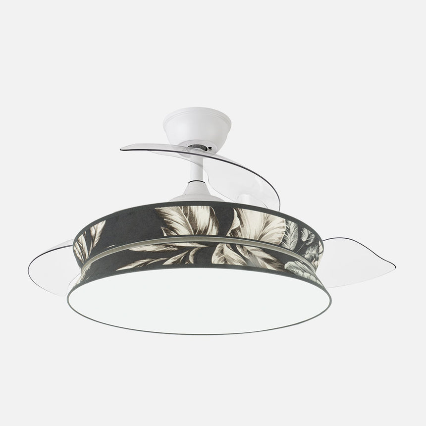 Ventilador de techo retráctil Fabrilamp Decor LED blanco estampado oscuro 3 palas motor DC — vista 1