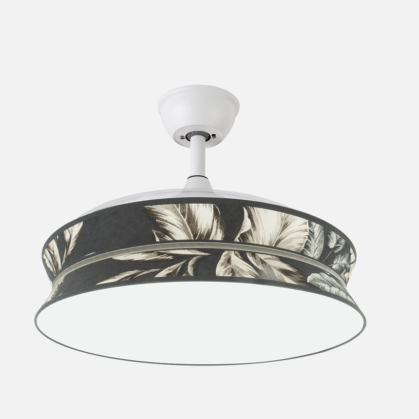 Ventilador de techo retráctil Fabrilamp Decor LED blanco estampado oscuro 3 palas motor DC — vista 2