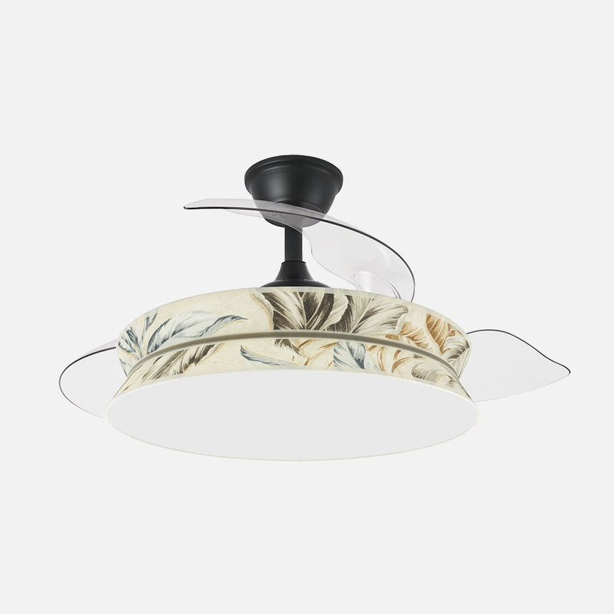 Ventilador de techo retráctil Fabrilamp Decor LED negro estampado claro 3 palas motor DC 3000-6000K — vista 1