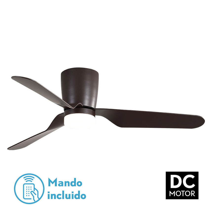 Ventilador de techo Fabrilamp Kochi LED marrón 3 palas motor DC 3000-6000K Ø132cm 18W — vista 3