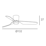 Fabrilamp Kochi Ventilador 18w Dc Niquel 3 Aspas Plata 5 Velocidades C/remoto Temporizador 132 D 129191342
