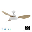 Ventilador de techo Fabrilamp Yael LED blanco haya 3 palas motor DC 3000-6000K Ø122cm 72W — vista 1