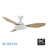 Ventilador de techo Fabrilamp Yael LED blanco haya 3 palas motor DC 3000-6000K Ø122cm 72W — vista 1