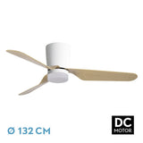 Ventilador de techo Fabrilamp Kochi LED blanco haya 3 palas motor DC Ø132cm 18W 129191368