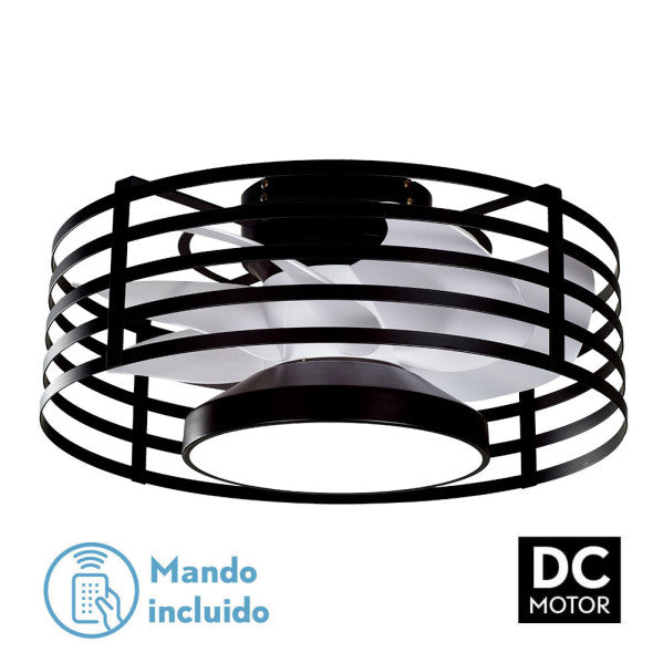 Ventilador de techo con luz Fabrilamp Xaloc LED negro blanco 7 palas motor DC Ø57cm 22W 182191709