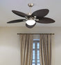 Ventilador de techo Fabrilamp Borasco LED níquel marrón 5 palas motor DC 3000-6000K Ø132cm 24W — vista 1