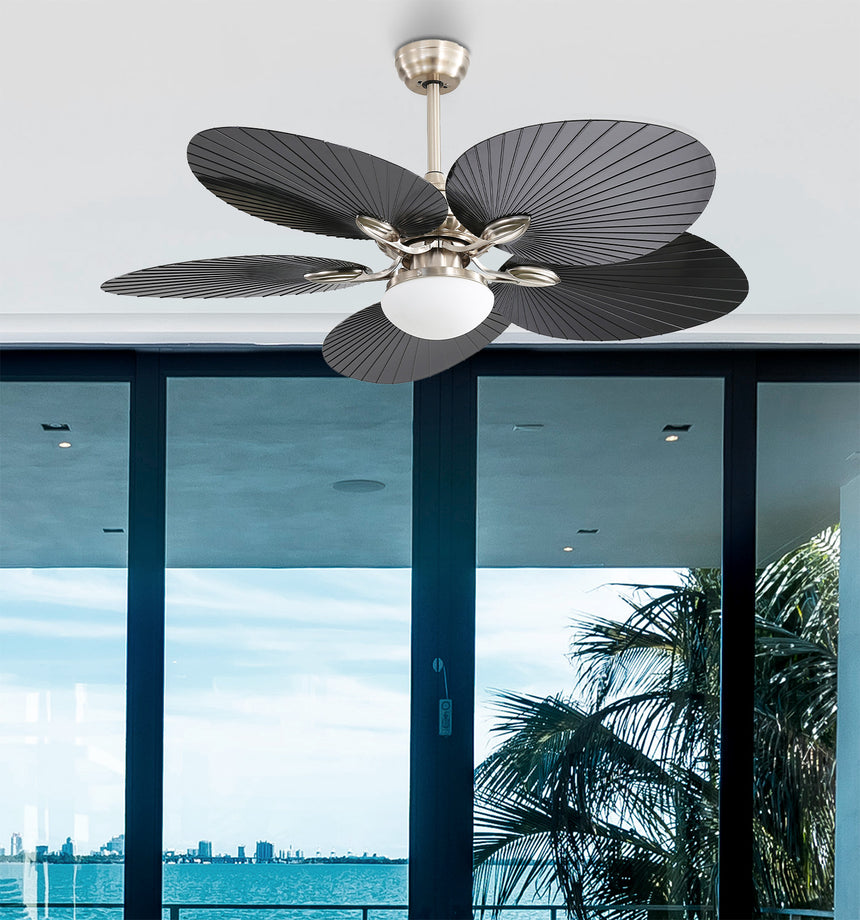 Ventilador de techo Fabrilamp Chaw LED níquel negro 5 palas motor DC 3000-6000K Ø132cm 24W — vista 1