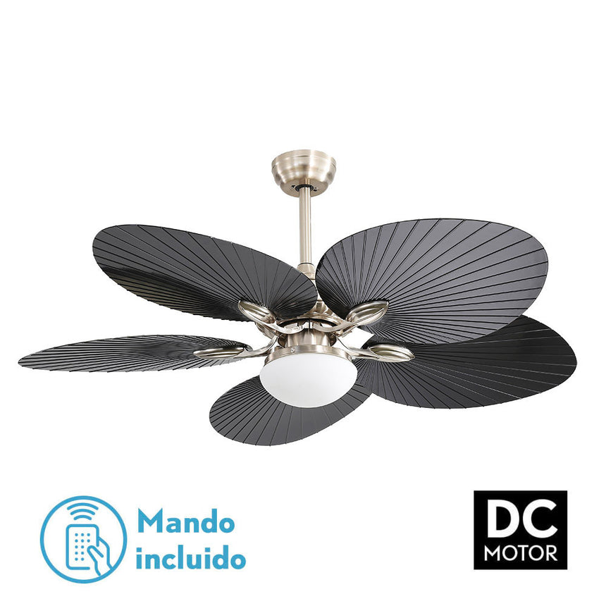 Ventilador de techo Fabrilamp Chaw LED níquel negro 5 palas motor DC 3000-6000K Ø132cm 24W — vista 3