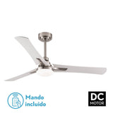 Ventilador de techo Fabrilamp Coro LED níquel blanco haya 3 palas motor DC 3000-6000K Ø132cm 22W — vista 3