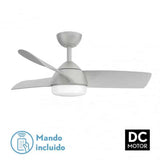 Fabrilamp Haur Ventilador 24w Dc plata 3 Asp.6 Veloc.107d 2 Tijas C/remoto, Memoria y Temp.3000-4000-600k 173391310