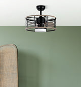 Ventilador de techo con luz Fabrilamp Pella LED negro madera 3 palas motor DC Ø50cm 24W — vista 5