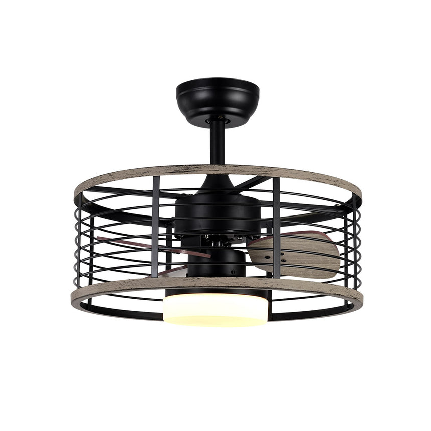 Ventilador de techo con luz Fabrilamp Pella LED negro madera 3 palas motor DC Ø50cm 24W — vista 3