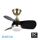 Ventilador de techo Fabrilamp Pirdo LED cuero negro 3 palas motor DC 3000-6000K Ø60cm 24W — vista 1