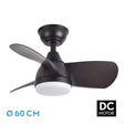 Ventilador de techo Fabrilamp Pirdo LED negro marrón 3 palas motor DC 3000-6000K Ø60cm 24W — vista 1
