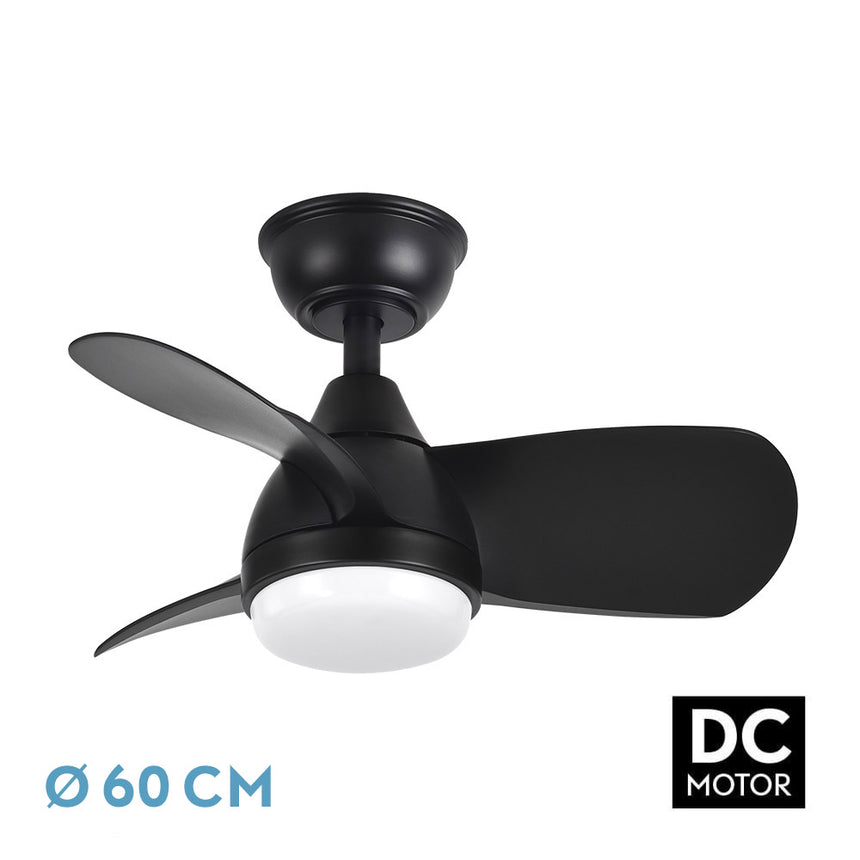 Ventilador de techo Fabrilamp Pirdo LED negro 3 palas motor DC 3000-6000K Ø60cm 24W — vista 1