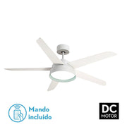 Ventilador de techo Fabrilamp Lebeche LED blanco haya 5 palas motor DC 3000-6000K Ø132cm 25W — vista 1